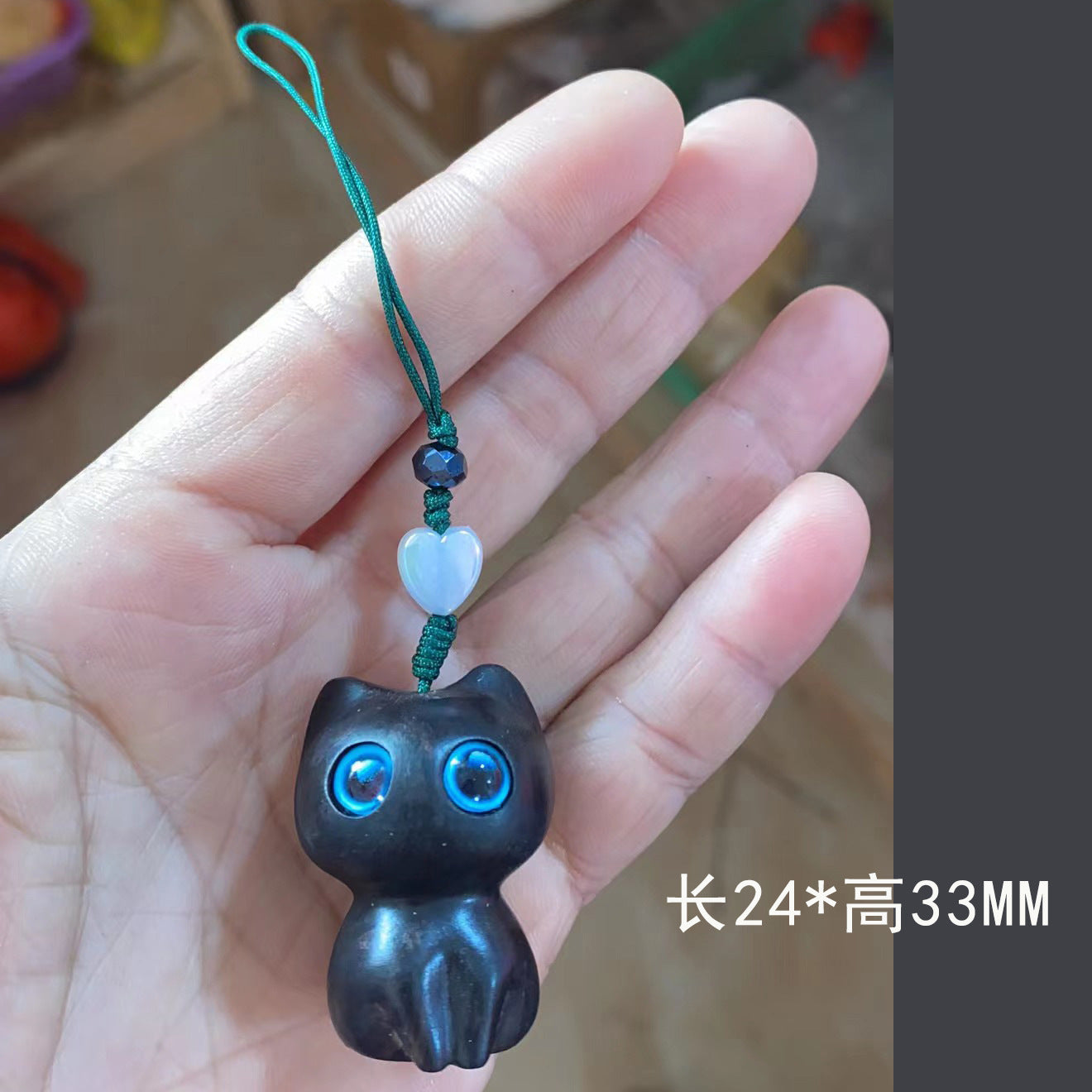 Wood Carving Little Black Cat Mini Doll Decoration Handicraft