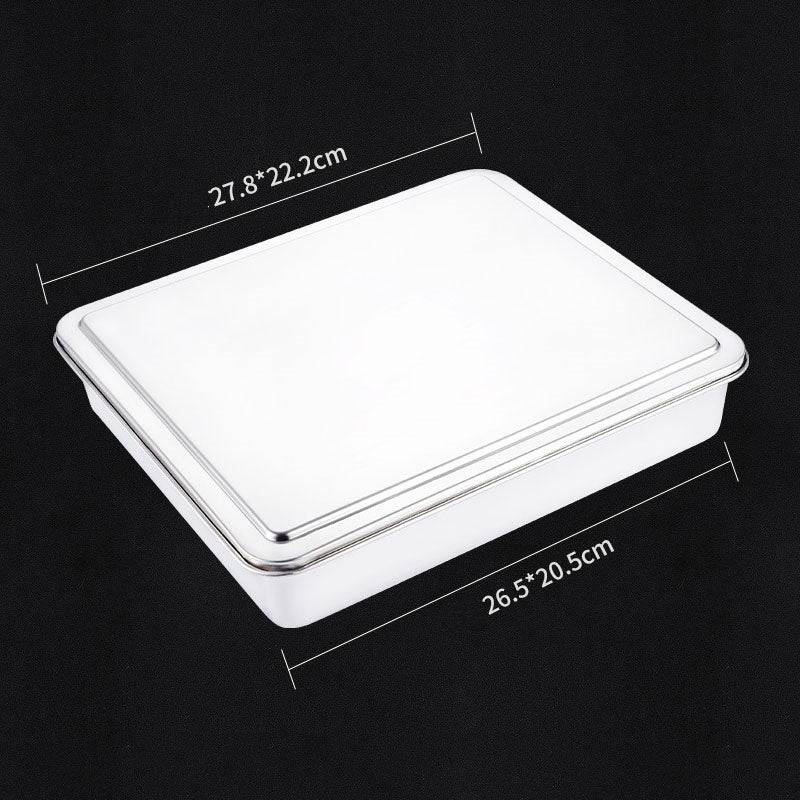 Stainless Steel Rectangular Plate Kitchen Preparing Plate Household With Lid