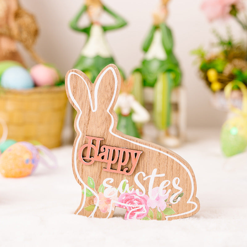 Easter Rabbit Decorations Wooden Ornaments