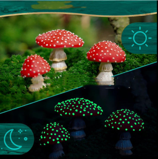 Garden Plant Luminous Mushroom Resin Ornaments