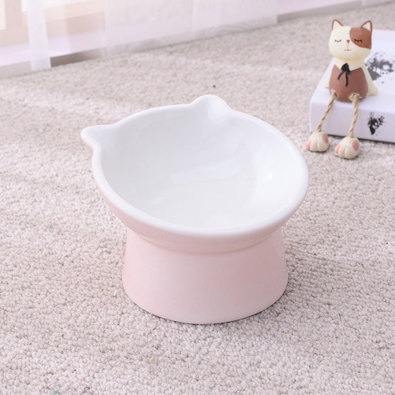 Ceramic Cat Bowl Anti Overturn Slanted Mouth