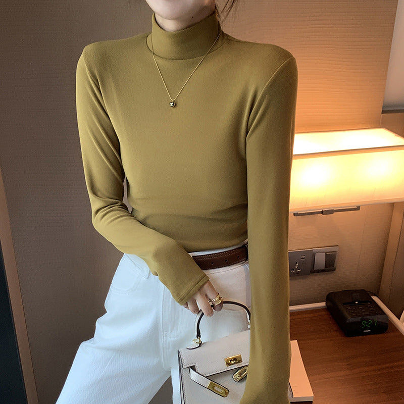 Half Turtleneck Double-sided Dralon Bottoming Shirt For Women Spring And Autumn