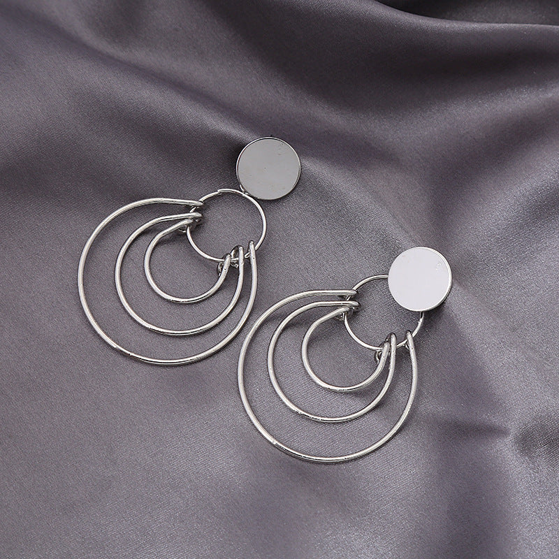 Metal Geometry Round Ring Earrings