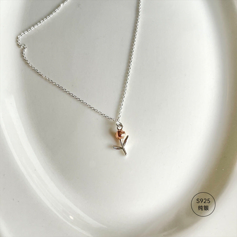 Retro Simple Tulip Sterling Silver Necklace