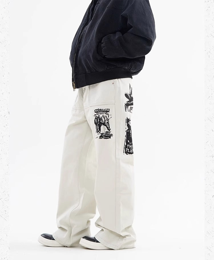 Hip Hop Print Jeans Men's Spring