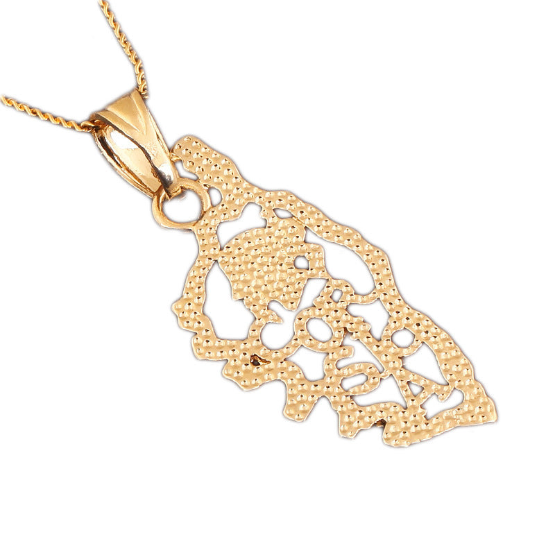 Map Pendant 18K Electroplated Gold Necklace