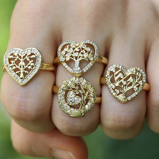 Tree Of Life Women's Ring Gold-plated Inlaid Zircon