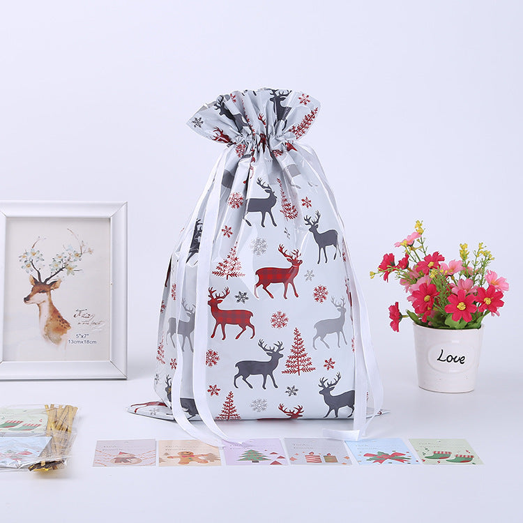 Christmas Gift Wrapping Bag Drawstring Decoration