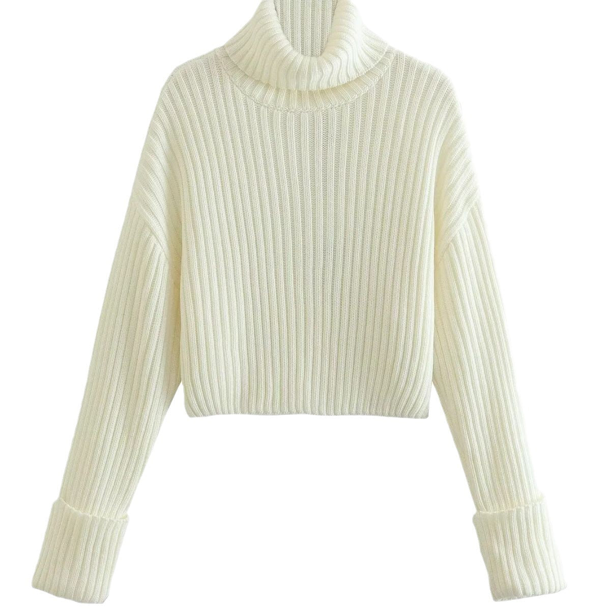 Turtleneck Sweaters Women's Clothing Striped Short Style