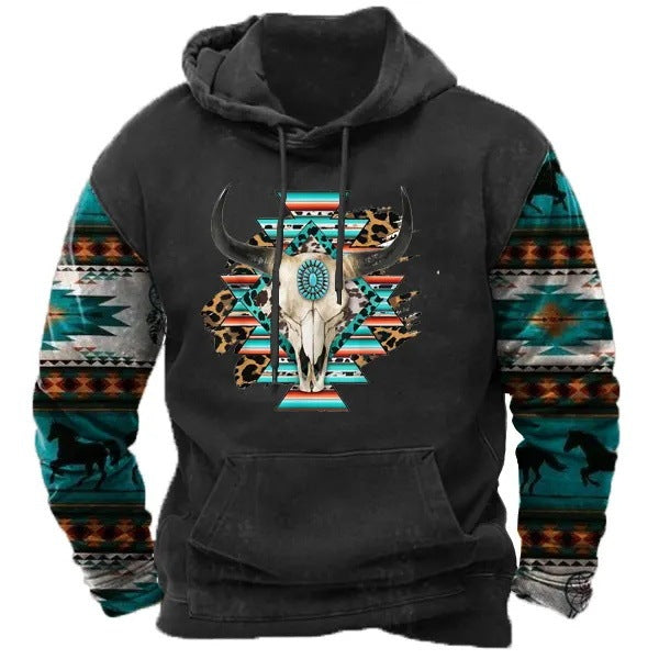 European And American 3D Printed Animal Graffiti Loose Hooded Sweater