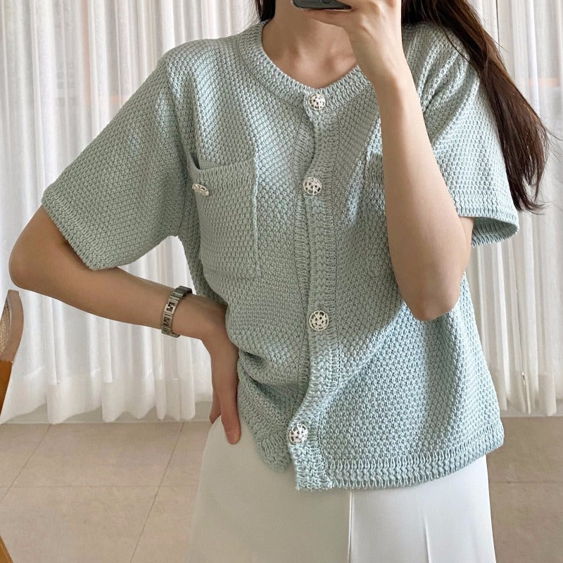 Women's Thin Knitted Cardigan Short Sleeve Coat