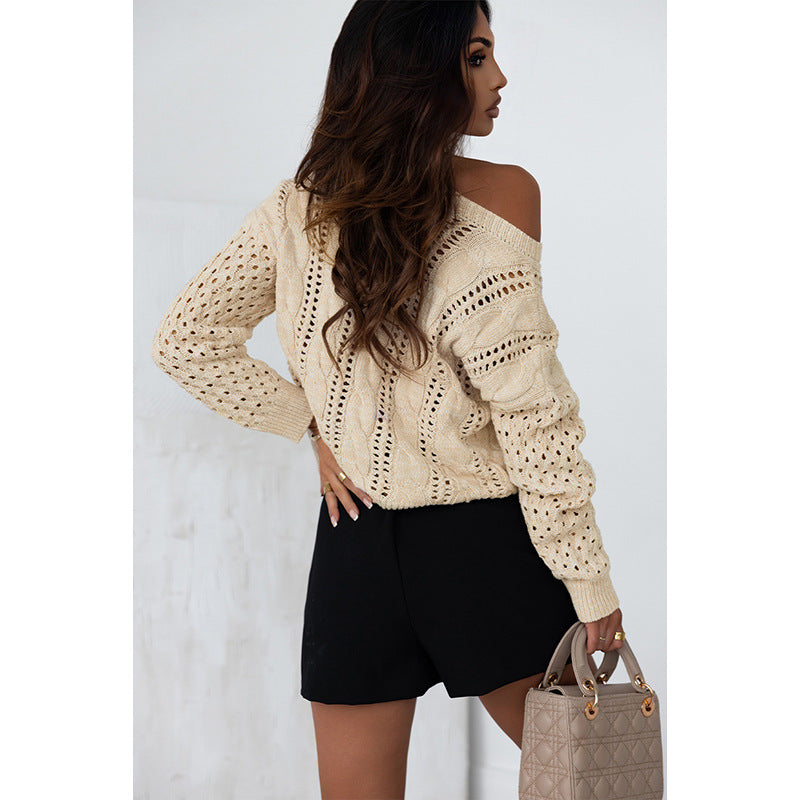 European And American Leisure Solid Color Round Neck Idle Style Knitwear For Women