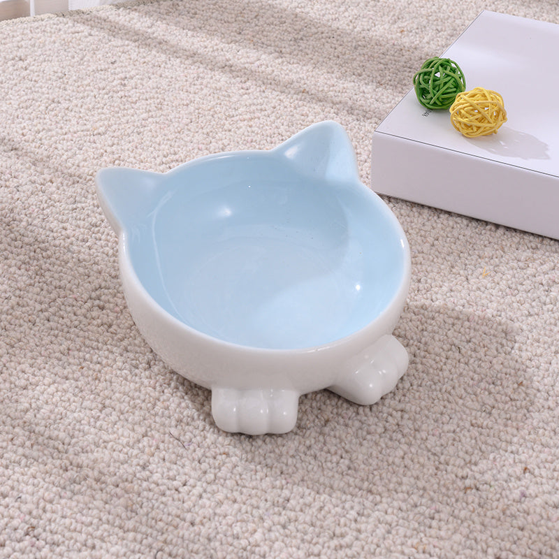 Ceramic Cat Bowl Anti Overturn Slanted Mouth