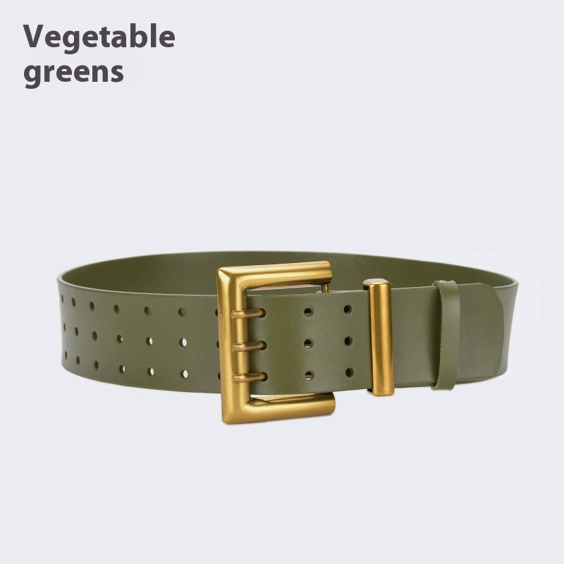 Three Button Waist Belt With Personalized Decorative Needle Buckle