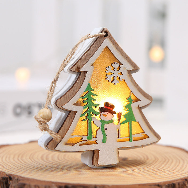 Christmas Decorations Wooden House Pendant