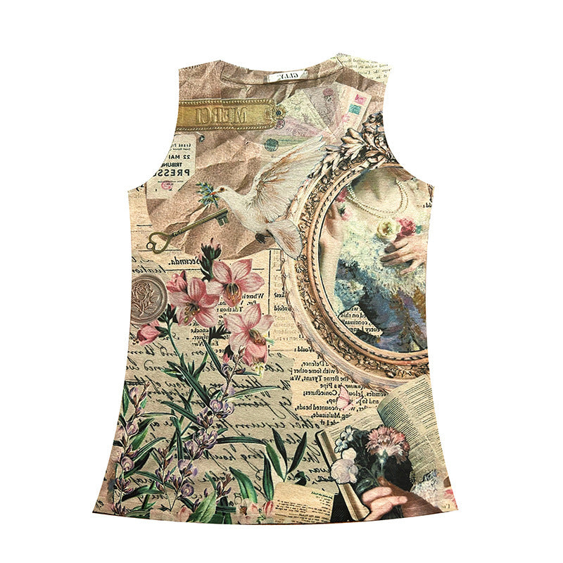 Fashion Printing Sweater Vest Women