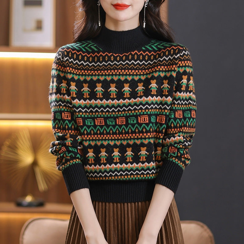 Jacquard Pullover Loose-fitting Underwear Sweater