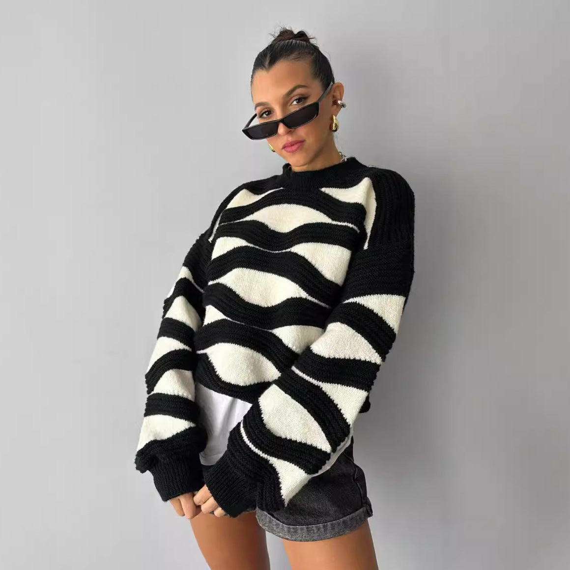 Knitted Bottoming Shirt Round Neck Pullover Top