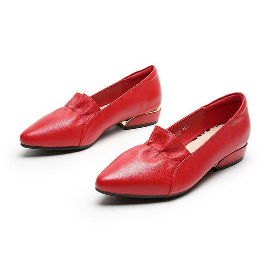 True Soft Leather Flat Sole Single-shoe Women's Low-heeled Shoes