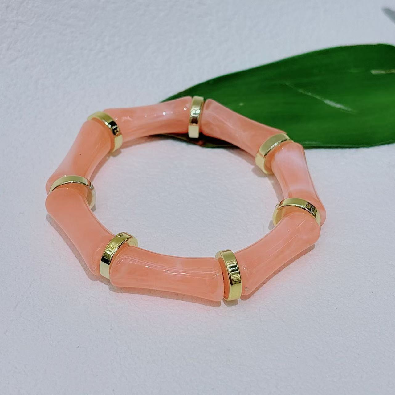 European And American Bamboo Tube Beads Women's Fashion Colored Beads Acrylic Bracelet