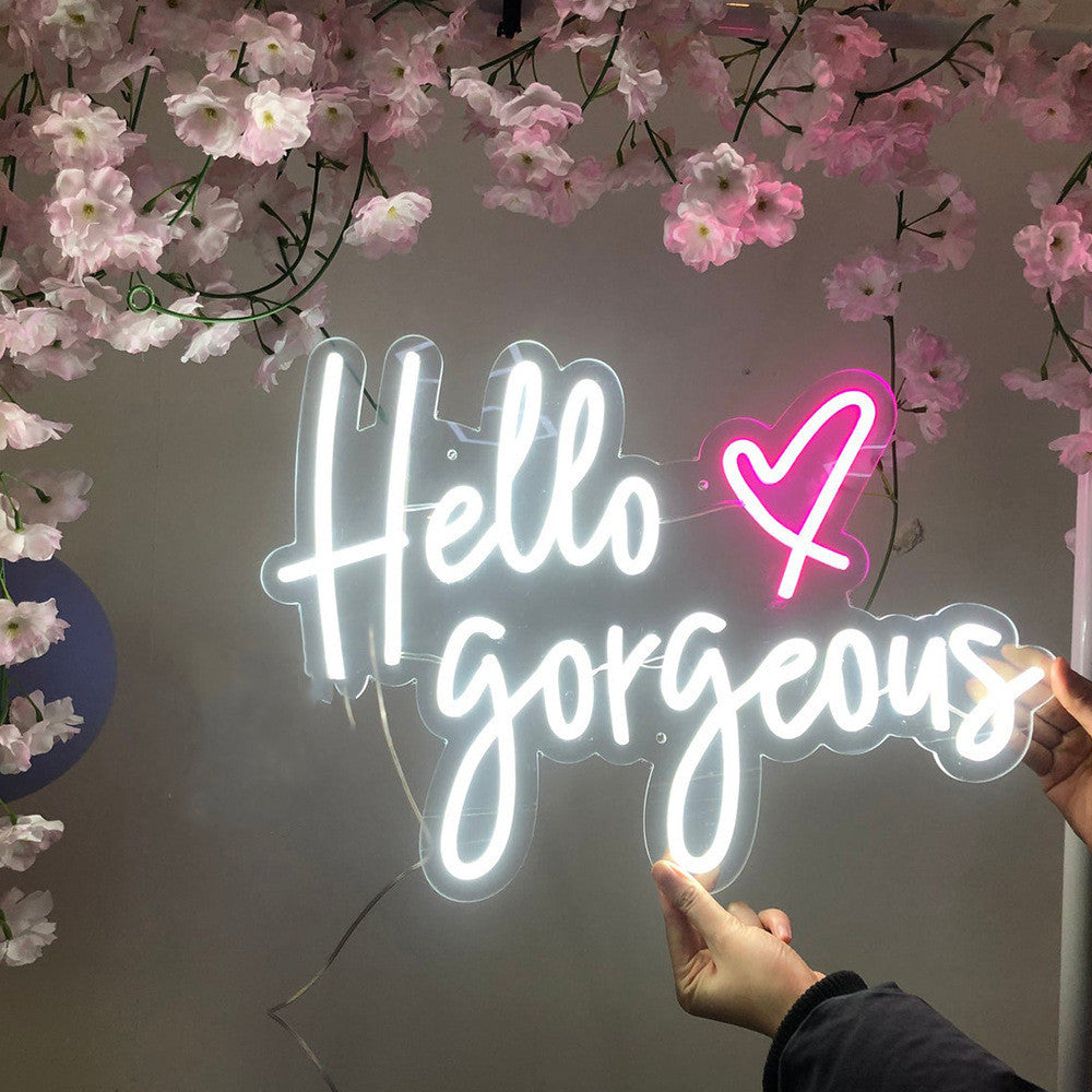 Neon Hello Gorgeous English Alphabet Decorative Luminous Words