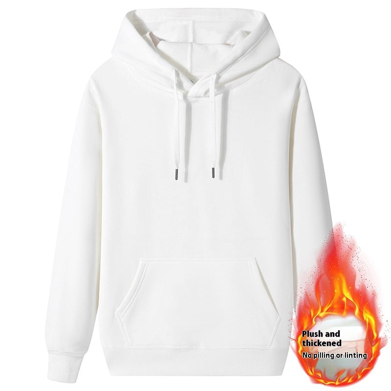 Fleece-lined Thick Student Hoodie Warm Top Casual