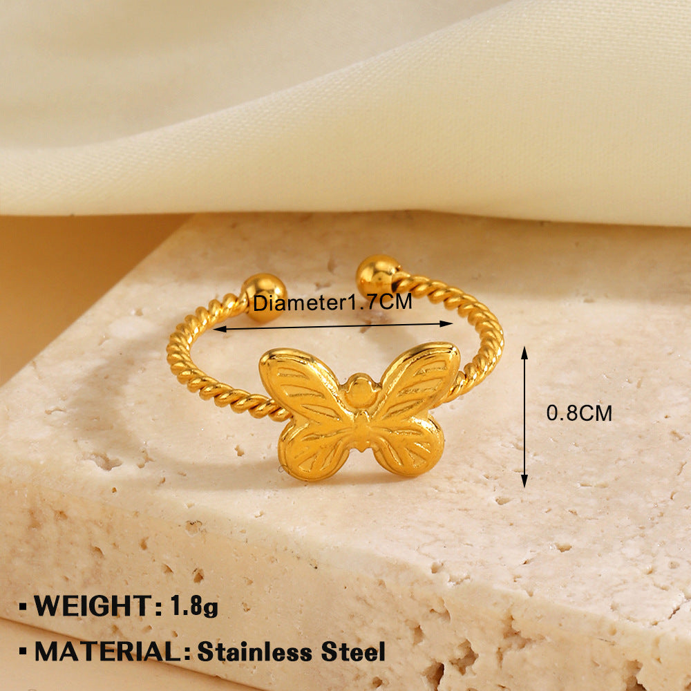 Gold-plated Sun Heart-shaped Open Ring Niche