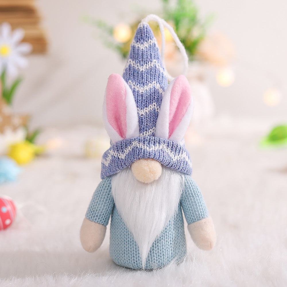 Easter Decorations Rabbit Ears Knitted Cloth Faceless Old Man Doll Ornaments