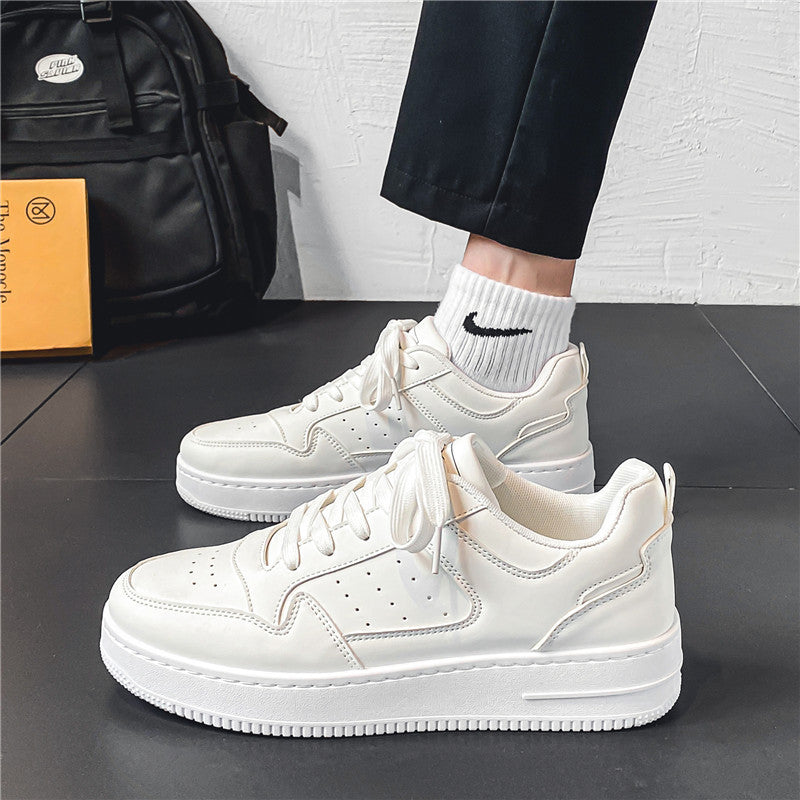 Leather Breathable Teen Trend All-matching Platform White Shoes