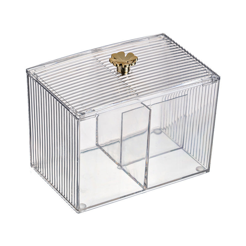 Transparent Cosmetic Cotton Organizer Box With Lid