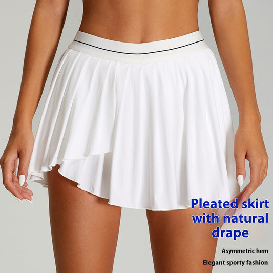 Women's Outdoor Sports Contrast Colors False-two-piece Anti-exposure Badminton Tennis Skirt