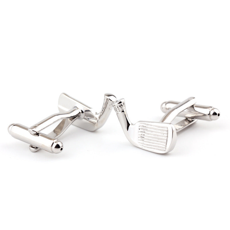 Golf Racket Shape Plain Metal French Shirt Men's Cufflinks