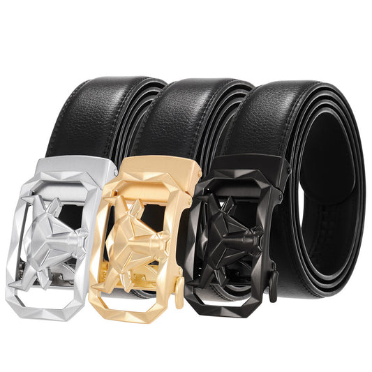 Fashion Men's Leather Belt Alloy Automatic Buckle