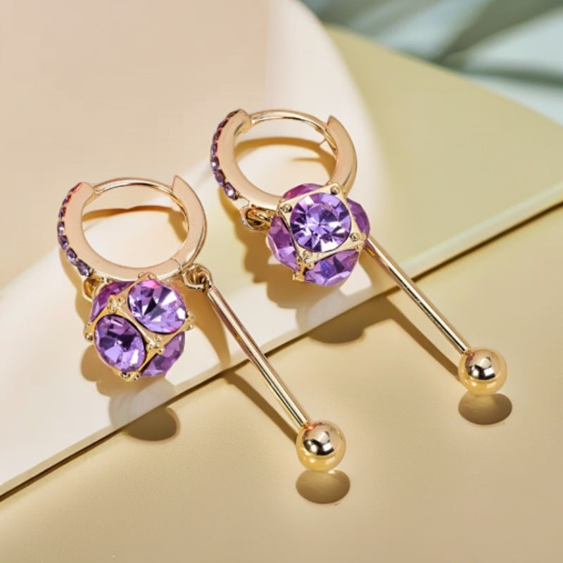 Zinc Alloy Plating Purple Diamond Women's Earrings