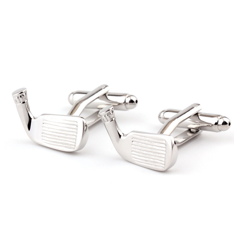 Golf Racket Shape Plain Metal French Shirt Men's Cufflinks