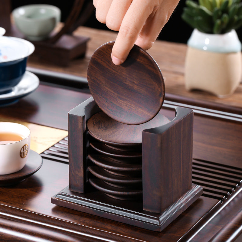 Ebony Solid Wood Tea Coaster Bracket Insulation Pad