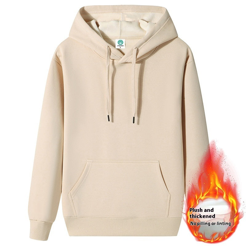 Fleece-lined Thick Student Hoodie Warm Top Casual