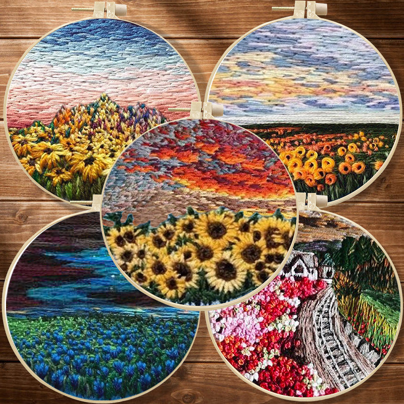 Landscape Handmade Embroidery Kit Creative Embroidery Diy Material Package