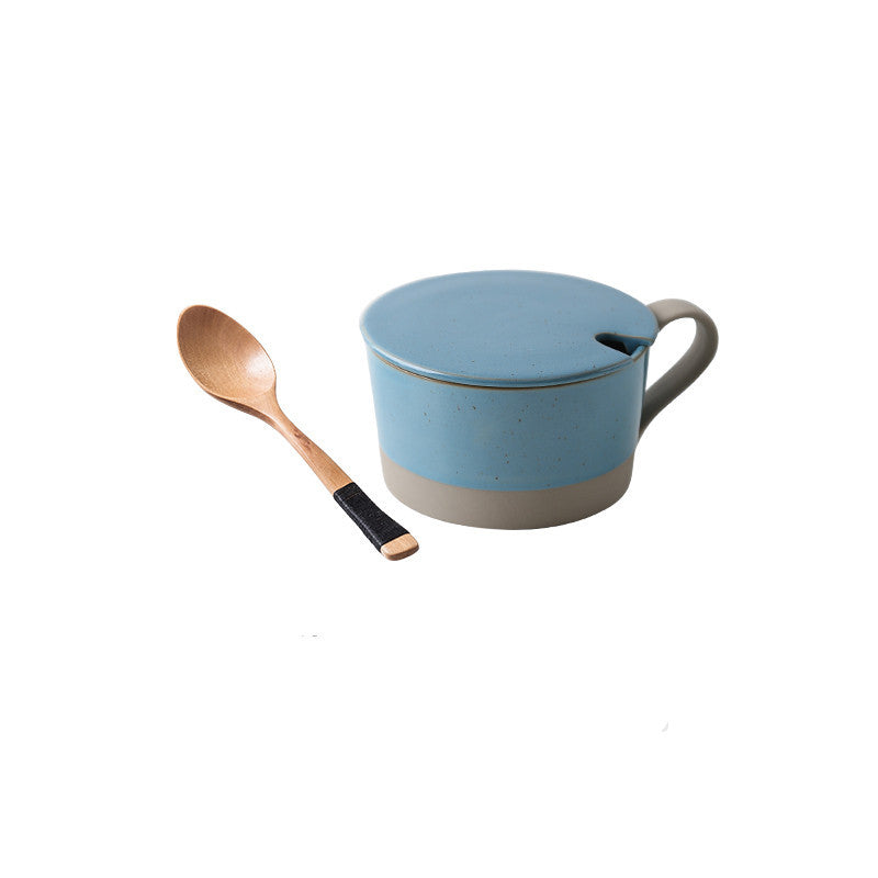 Microwaveable Japanese Stoneware Large Spoon Breakfast Mug