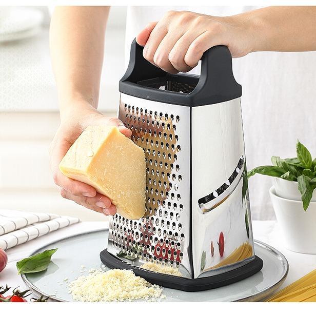 Stainless Steel Cheese Grater 9in 4 Sides, Perfect Grater For Parmesan Cheese. Vegetables, Ginger- Dishwasher Safe, Durable  Random Color