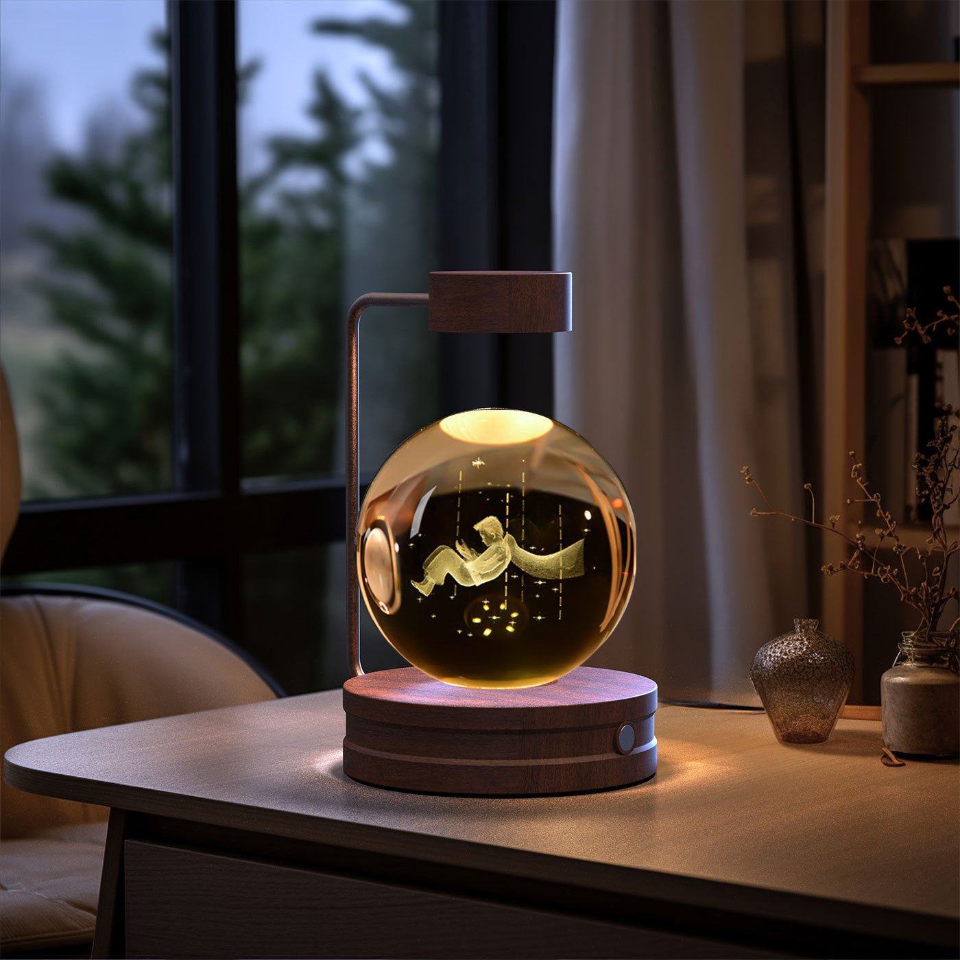 Crystal Ball Cosmic Dinosaur Indoor Night Light USB Power Warm Bedside Light Birthday Gift Night Lamp