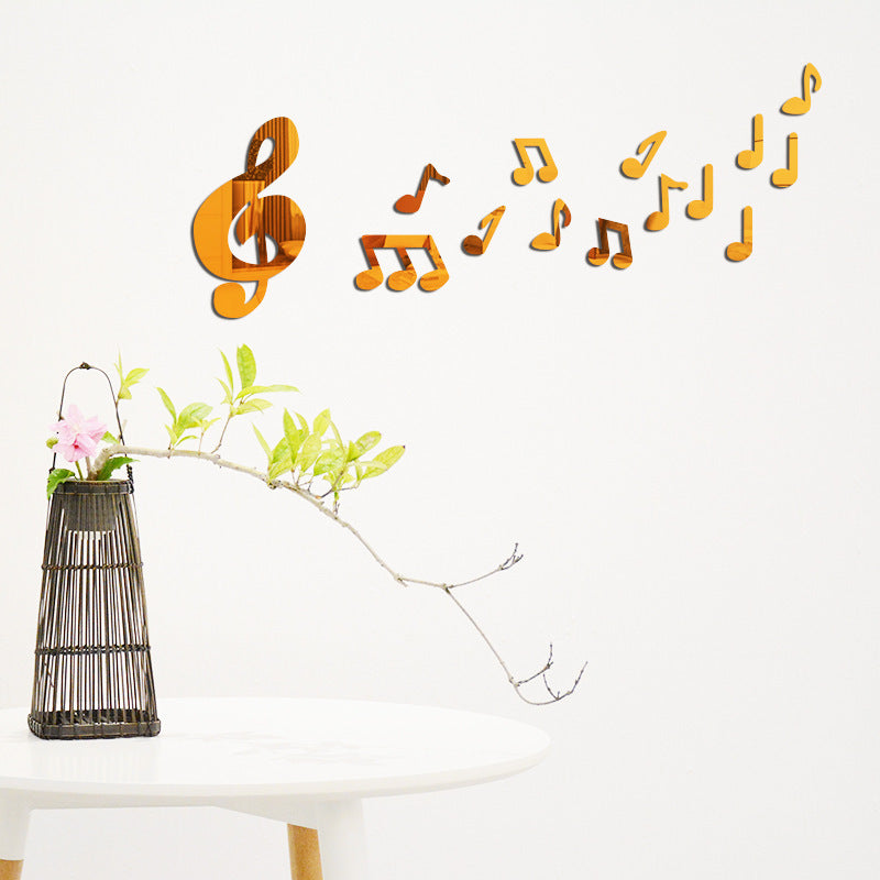 Creative Musical Note Stereo Mirror Wall Sticker 3D Relief