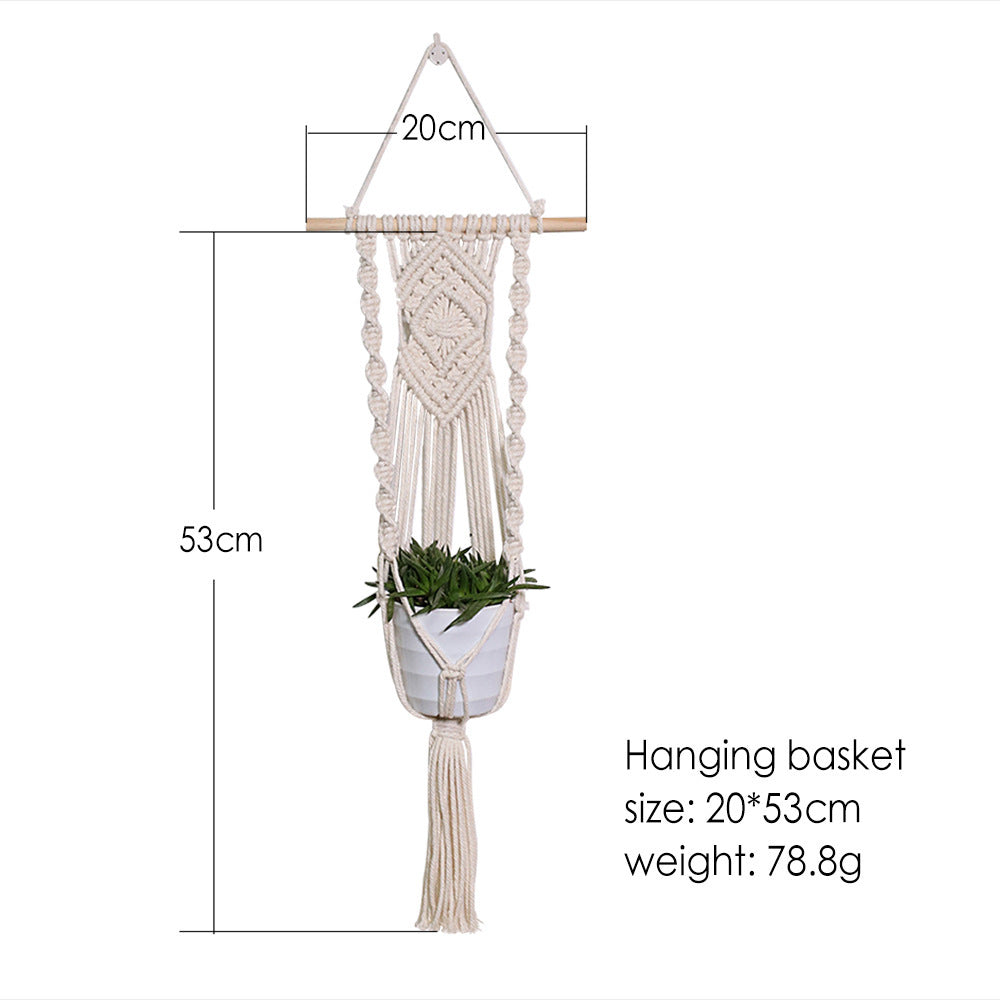 Gardening And Greening Flower Pot Cotton Rope Hanging Net Bag