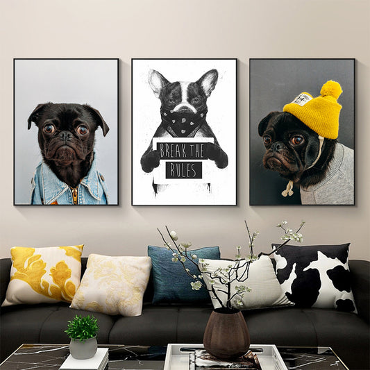 Pets And Dogs Poster Print Canvas Painting Living Room