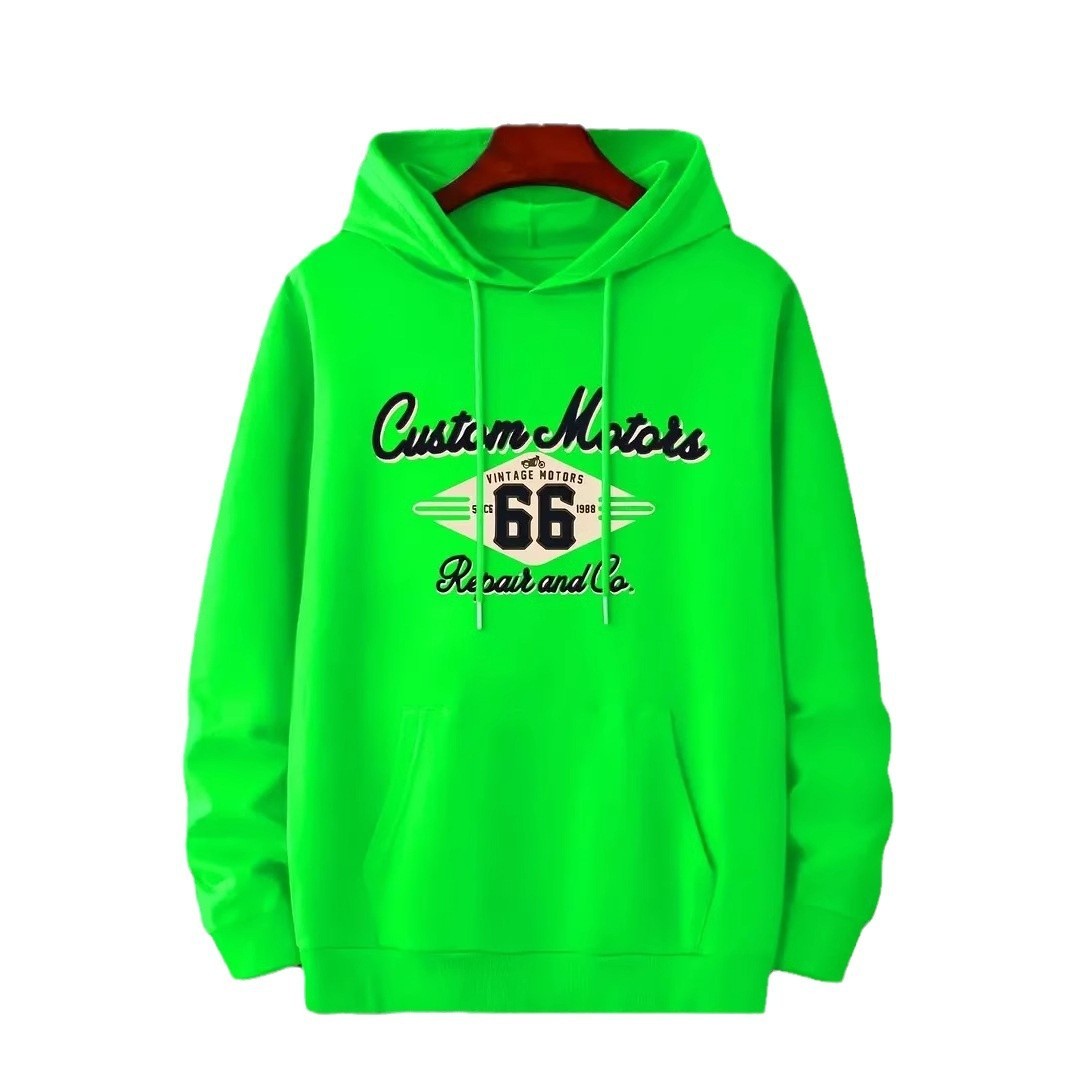 Letter Number 66 Printed Casual Hooded Pullover Sweater