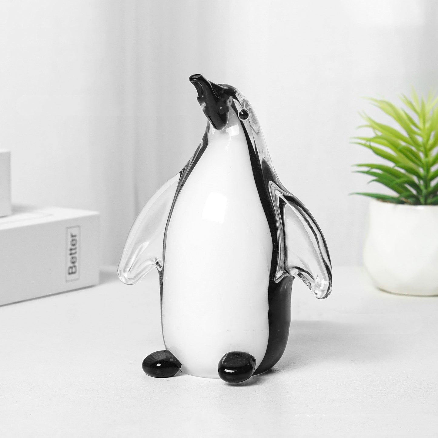 Crystal Glass Animal Penguin Table Decorative Ornaments