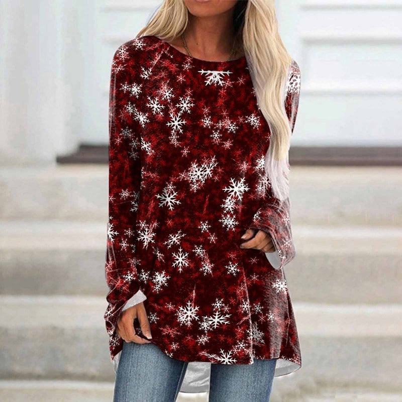 Round Neck Raglan Long Sleeve Mid-length Top