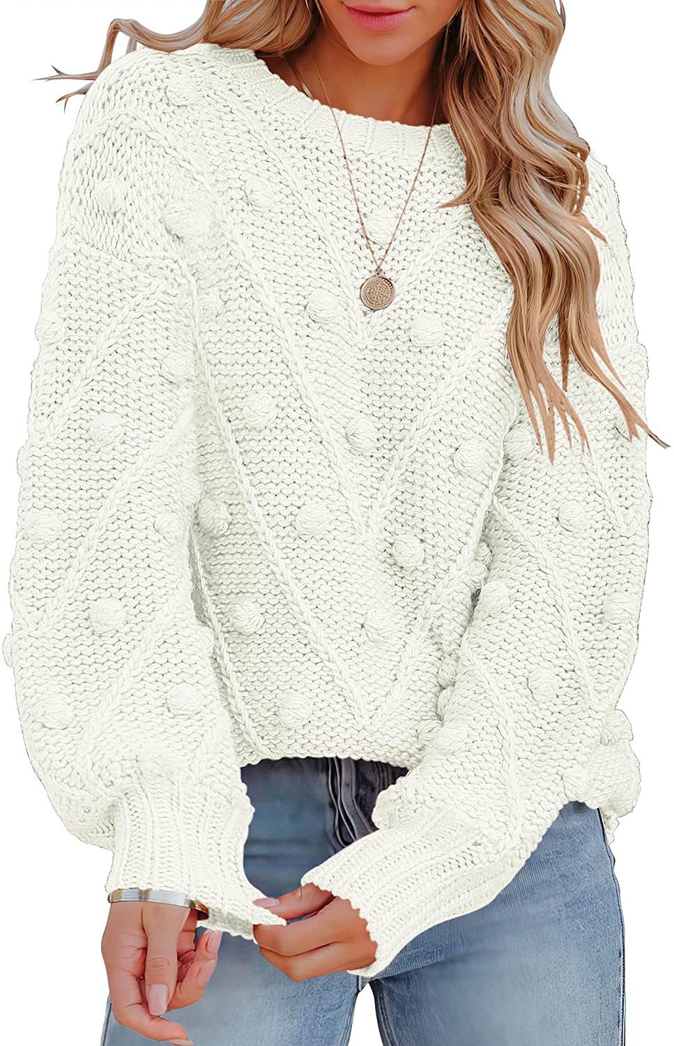 Wool Ball Sweater Loose Long Sleeve Pullover