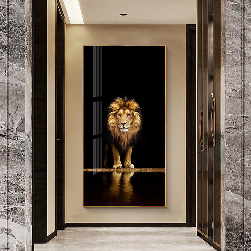 Home Decoration Animal Golden Black Lion Canvas Painting