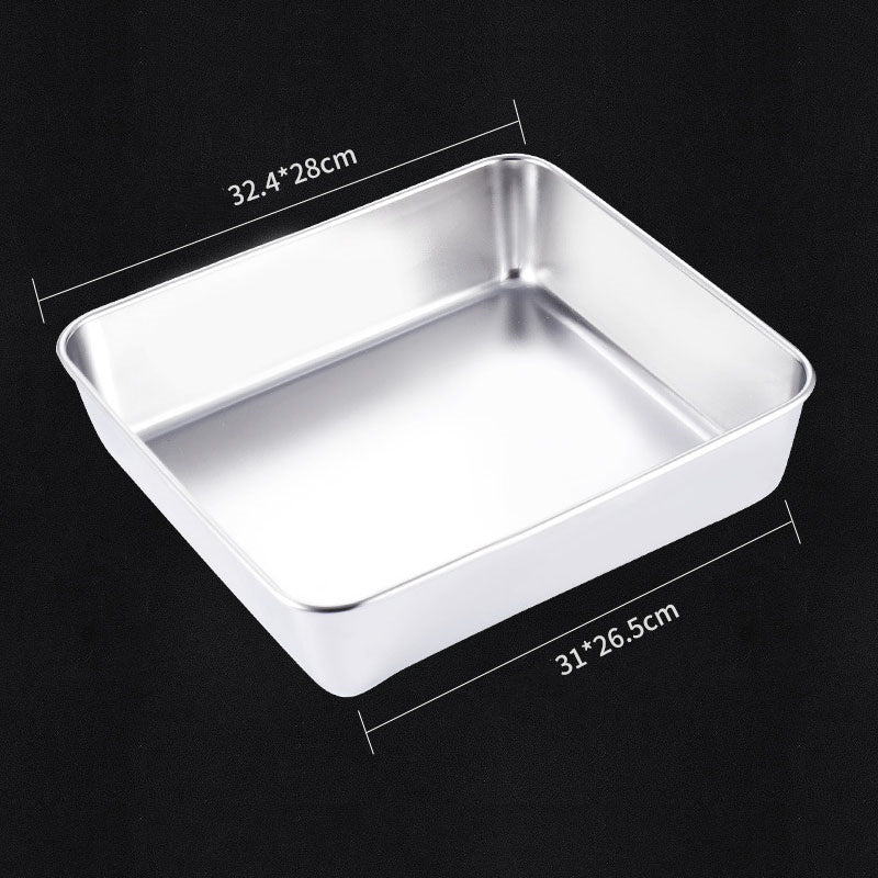 Stainless Steel Rectangular Plate Kitchen Preparing Plate Household With Lid